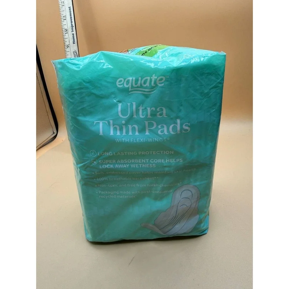 Equate Ultra Thin Pads with Wings Long Super Absorbency Unscented 42 Ct Size 2